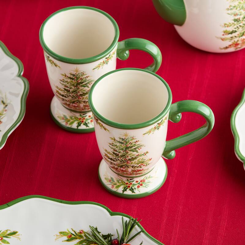 Certified International Holly Tree Set of 4 Ceramic Mugs 16 oz.