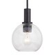 preview thumbnail 1 of 9, Vaxcel Lighting P0406 Marshall 8" Wide Mini Pendant with Clear Glass Matte Black