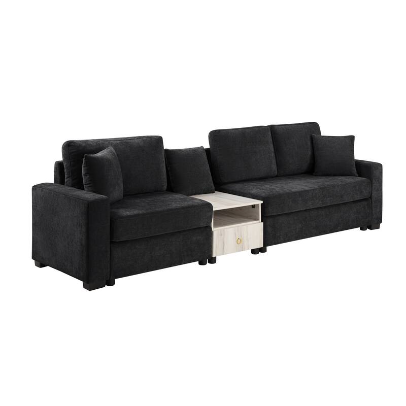 Roomfitters Modern Modular Sofa Couch with Storage Armrest and Center Console, 111 Inch