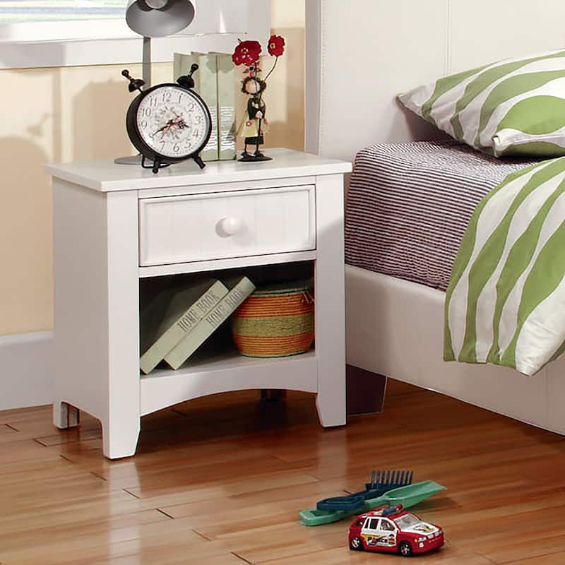 Ettrick Transitional Espresso Wood 1-Drawer Night Stand by Copper Grove - White