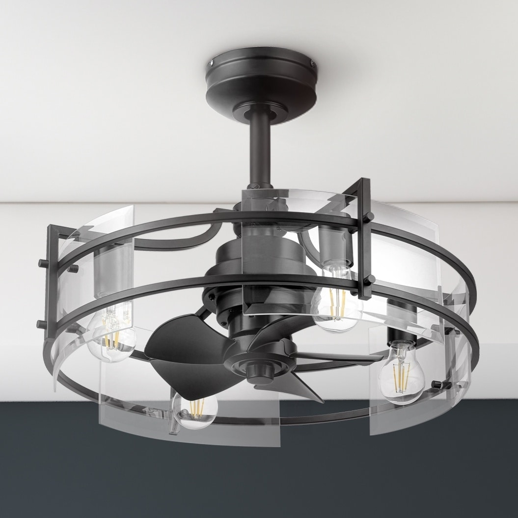 22" Honeywell Padfield Matte Black Ceiling Fan Fandelier with Remote Control - 22 Inches