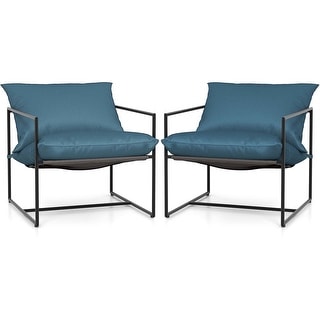 Costway 2PCS Sling Accent Chairs Metal Framed Armchairs with Removable - See Details