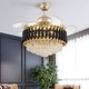 preview thumbnail 8 of 7, 42 Inch 4-Blade Glam Crystal Polished Gold Retractable Ceiling Fan - 42" 42" - Black