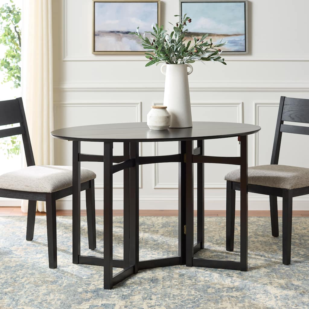 SAFAVIEH Roz Round Folding Dining Table with Drop Leaf Design - 47"W x 32"D x 30"H