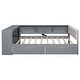 preview thumbnail 5 of 8, Wood Full Size Platform Bed with Storage Shelves, Drawers, Charging Station and Upholstered Headboard, Gray