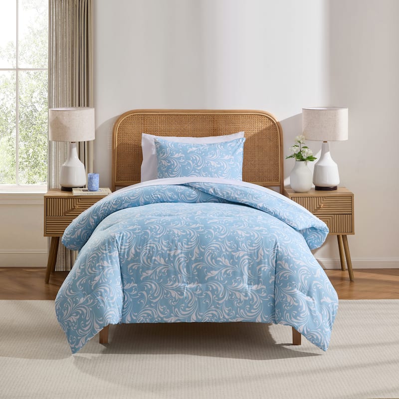 Virtu Comforter Sets Bed in a bag Biomorphic Design Sets with Sheets - Blue - Twin XL