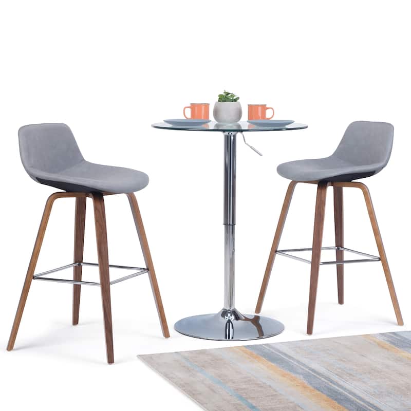 WYNDENHALL Cacey Mid Century Modern Bentwood Counter Height Stool (Set of 2) - 20.7'' x 21.1'' x 36.6 - Stone Grey