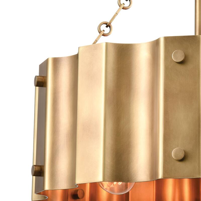 Elk Home Clausten Natural Brass With Metal Shade 3 Light Semi Flush