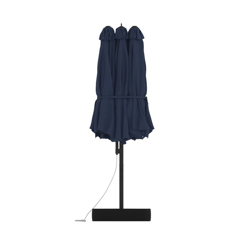 15 FT Double-Sided Patio Umbrella with Base Included, Electric Misting System 4-Level Wind Resistant Outdoor Market Umbrella