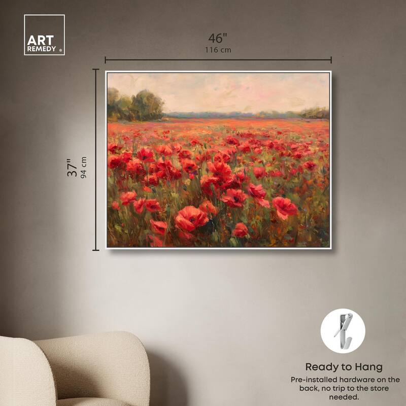 Sea of Red Poppies II Canvas by Art Remedy