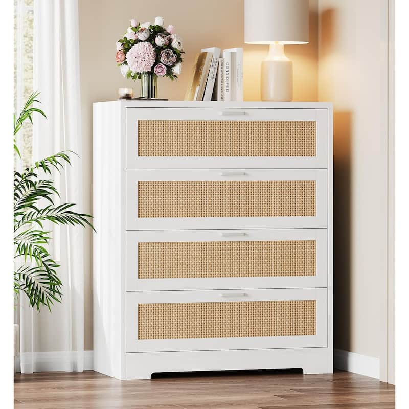 Rattan 4 Drawer Dresser for Bedroom