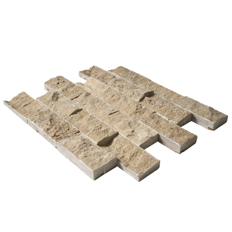 Tuscany Brown Travertine 2" x 4" Split Face Mosaic