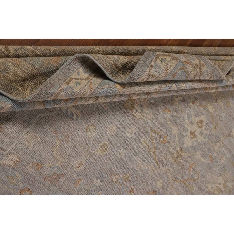 Vegetable Dye Oushak Turkish Area Rug Handmade Floral Wool Carpet - 9'4"x 12'4"