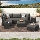 preview thumbnail 36 of 51, Corvus 8-piece Aluminum Wicker Patio Sectional Conversation Set Grey Cushions with Dark Grey Wicker
