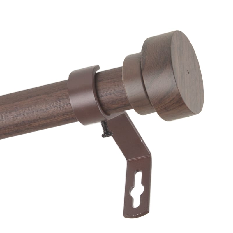 InStyleDesign Beret 1 inch Faux Wood Curtain Rod - 28 to 48 inches - Dark Walnut