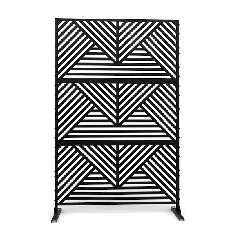 Outdoor Privacy Screen with Stand for Patio Garden Metal Fence