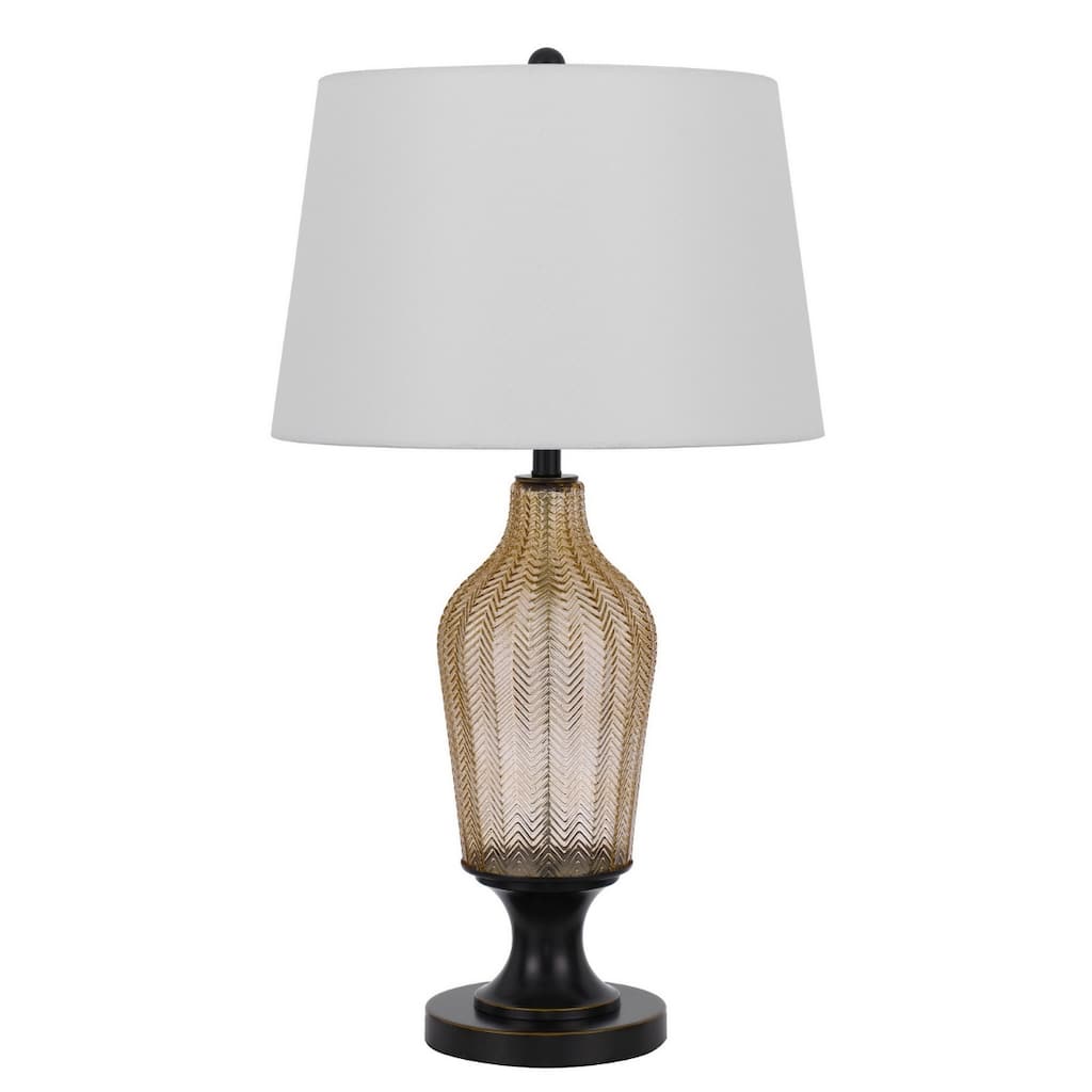 31" Modern Bronze Table Lamp with White Linen Shade and 3-Way Dimmable Socket Bedroom or Living Room - 30.5" H x 17" W x 17" D