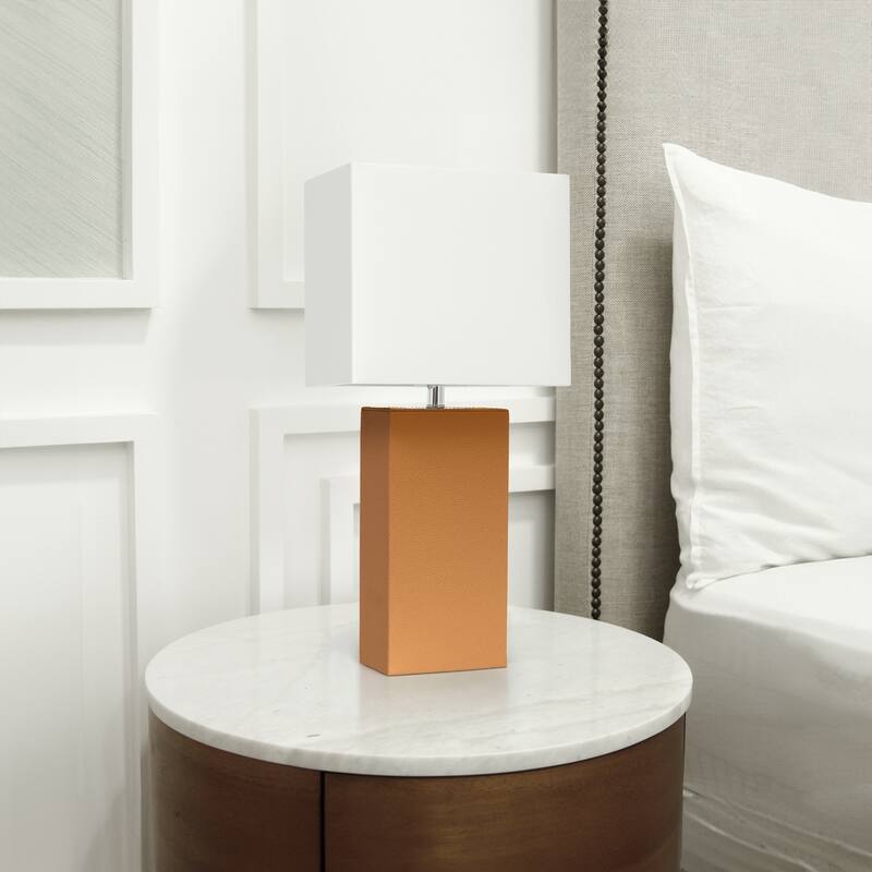 21 in. Brown Finish Table Lamp with Beige Shade, Sturdy Table Lamp for Living Rooms and Bedrooms