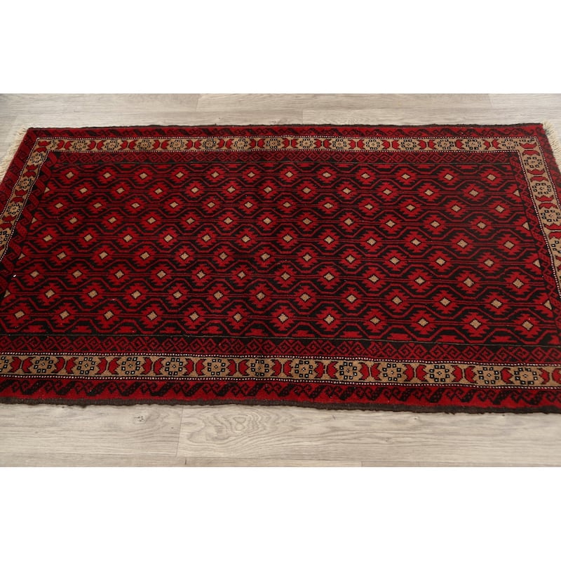 Geometric Balouch Persian Home Decor Area Rug Wool Handmade Carpet - 3'1" x 5'7"