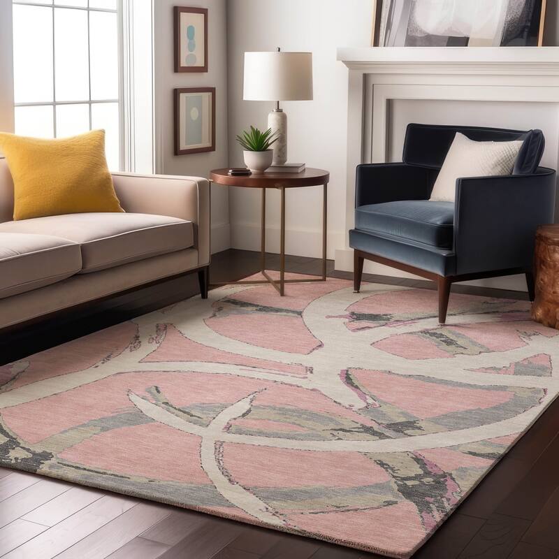 Premium Washable Super Soft Modern Zeus Mayfield Rug - Pink - 9' x 12'