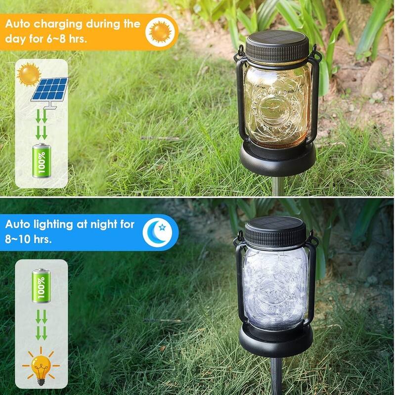 4 Pack Solar Hanging Lantern with Stakes