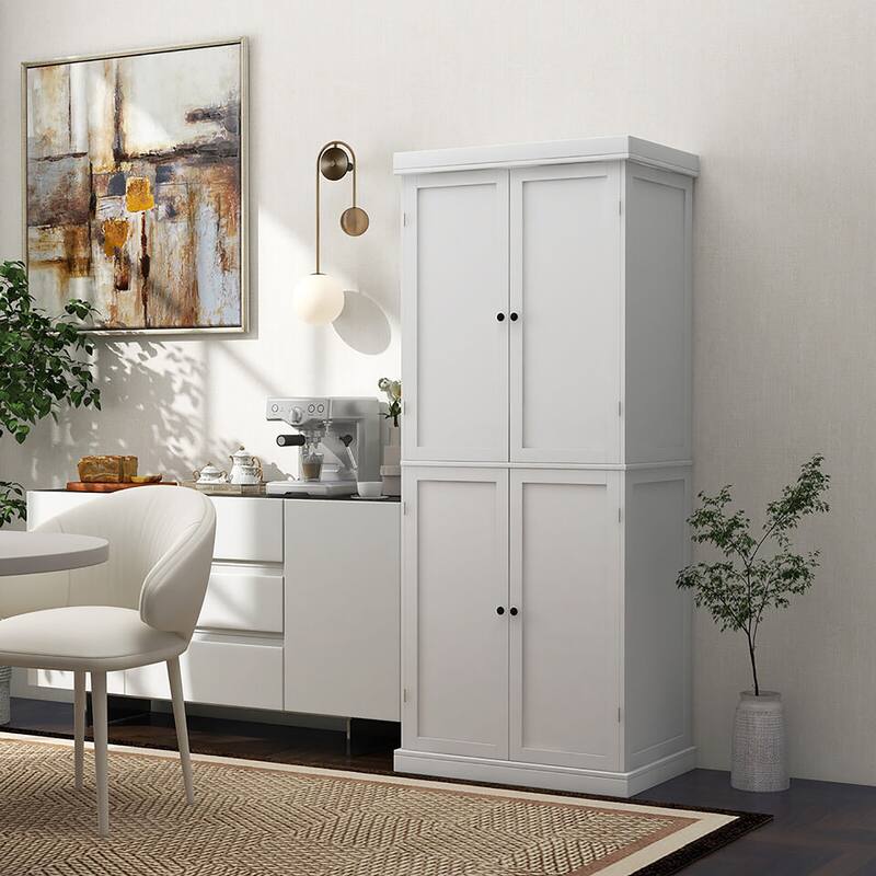 Gymax 72.5'' Kitchen Pantry w/4 Door 6-Tier Shelves Freestanding