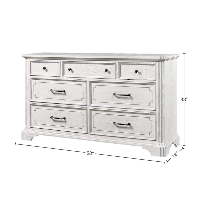 Clara 7-Drawer Dresser, White Mist