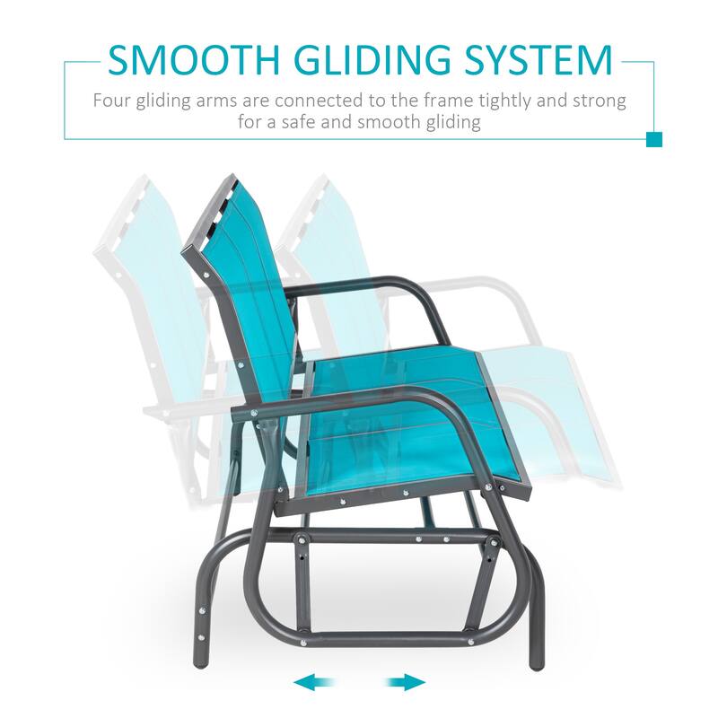 Outsunny 3-Person Patio Glider Bench, Outdoor Porch Glider Swing with 3 Seats, Breathable Mesh Fabric, Metal Frame, Light Mixed