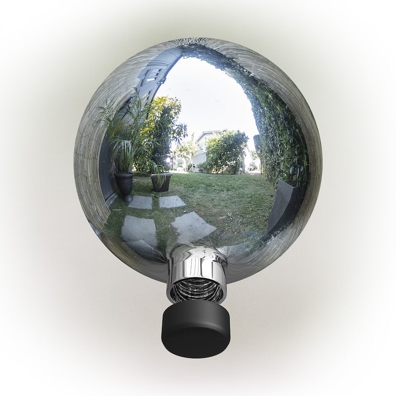 Alpine Corporation 10" Diameter Indoor/Outdoor Glass Gazing Globe Yard Decoration, Silver