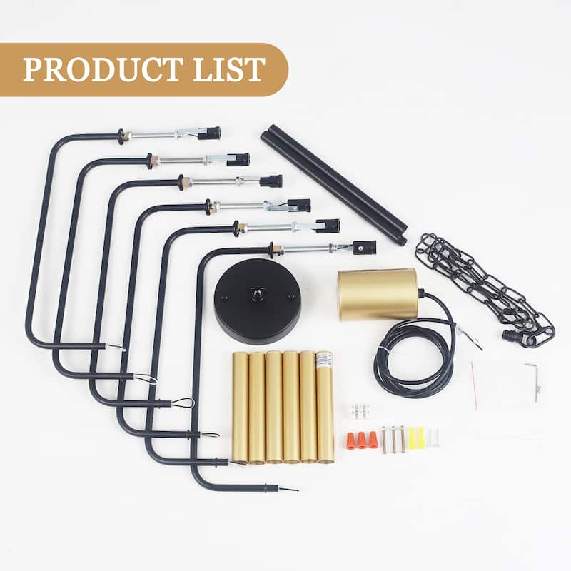 Modern 6-Light Simple Candle Chandelier for Kitchen Island, Living Room, Bedroom, Foyer