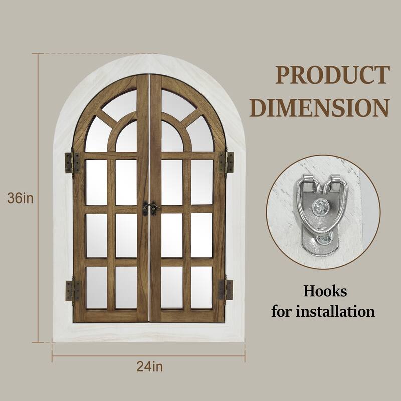 Farmhouse Windowpane Arched Wall Mirror