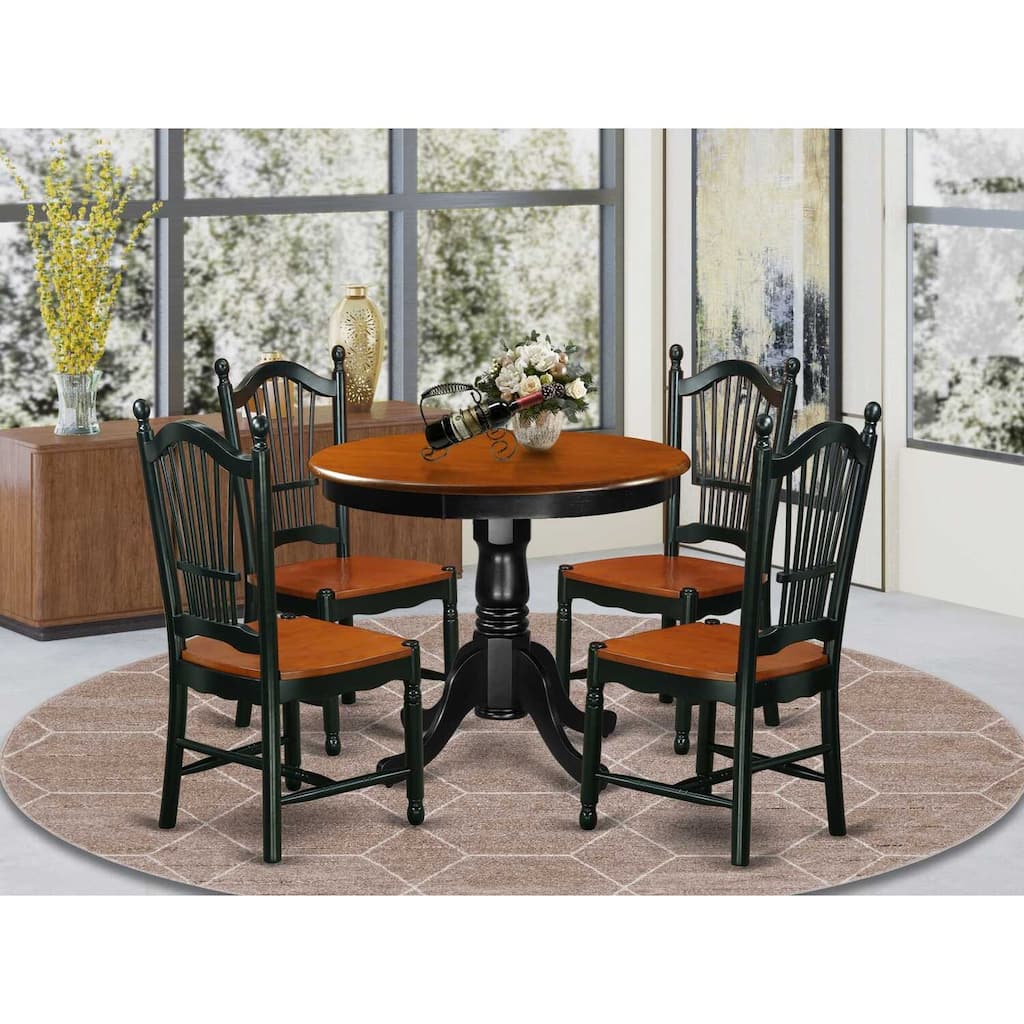 Modern 5-Piece Dining Set - Kitchen Table & 4 Chairs - Black Cherry Finish - Minimalist Design