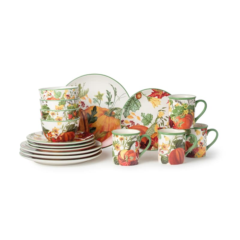 Certified Harvest Fields 16pc Dinnerware Set, Service for 4 - 11"L x 11"W x 1.25"H