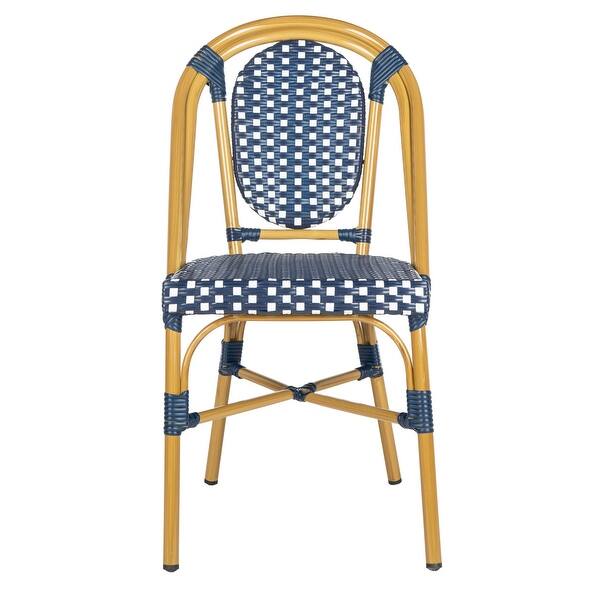 Safavieh Lenda Outdoor Navy White French Bistro Chairs Set Of 2 18 1 X23 6 X35 Overstock 26436266