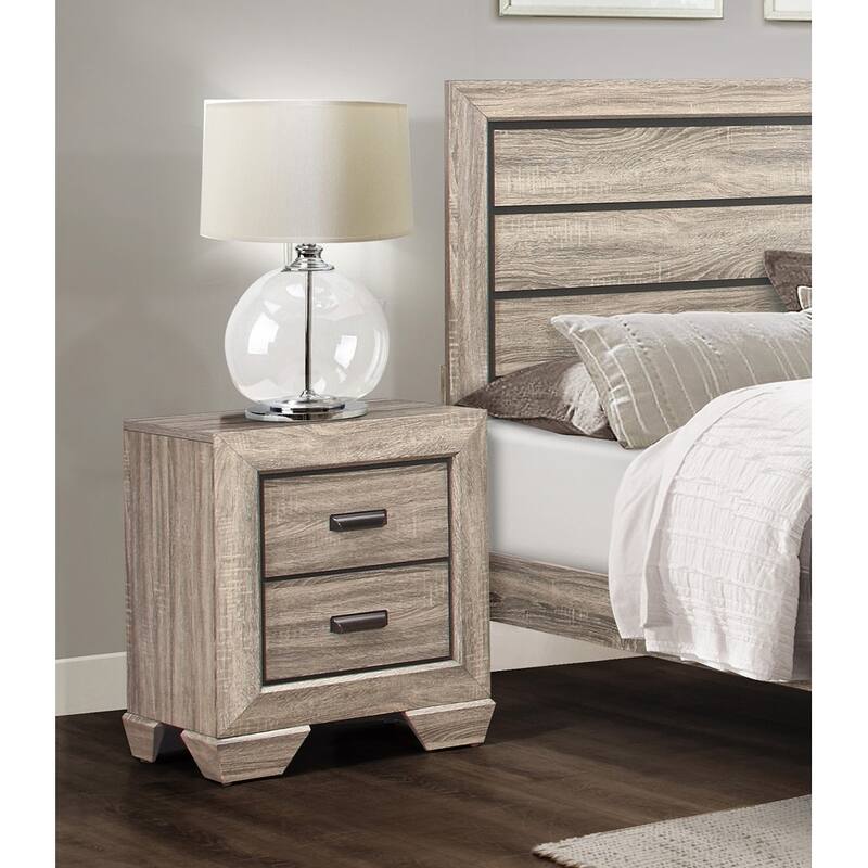 Natural Finish Nightstand, Flat Cup Pulls, 2 Dovetail Drawers, Wooden Bedside Table