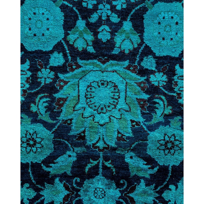 Overdyed, One-of-a-Kind Hand-Knotted Area Rug - Blue - 4' 2" x 6' 2"