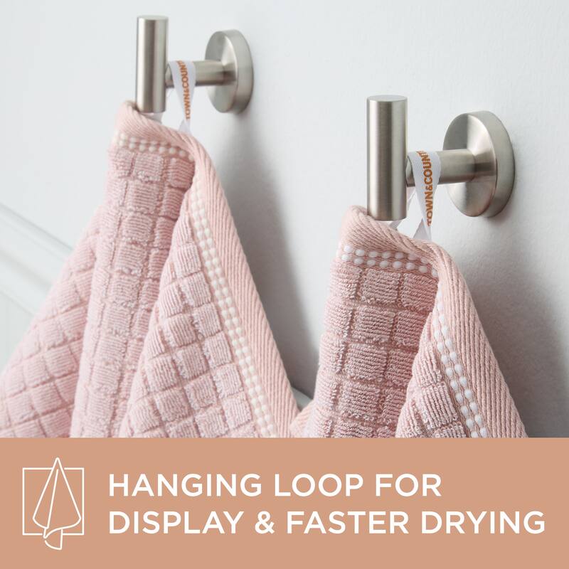 TOWN & COUNTRY EVERYDAY 4-Piece Textured Windowpane Washcloth Set, 13x13-Inch, 100% Cotton - 13"x13"