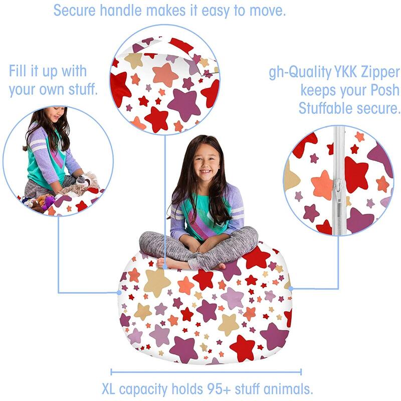 Kids Bean Bag Chair Cover Stuffed Animal Storage or Toy Organizer