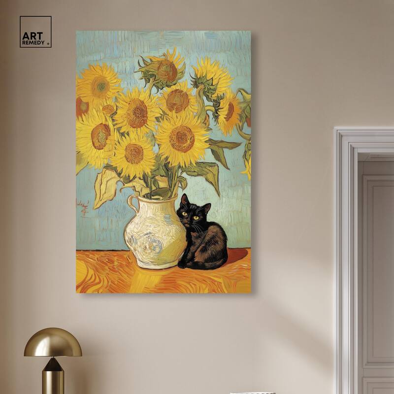 Sunflower Kitten Canvas by Art Remedy, Gallery Wrapped