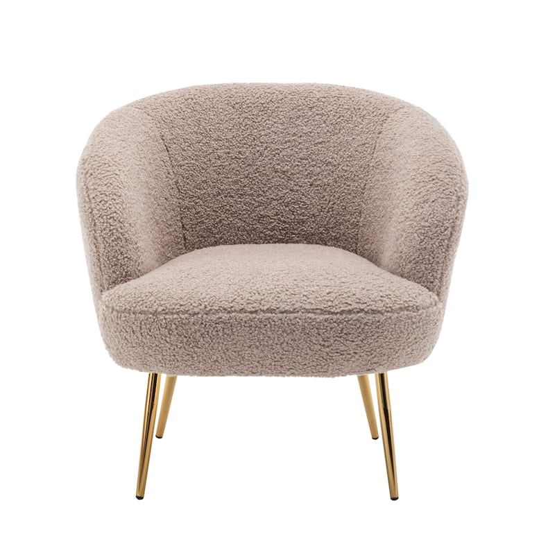 Porthos Home Yui Teddy Fabric Barrel Accent Chair with Golden Chrome Legs
