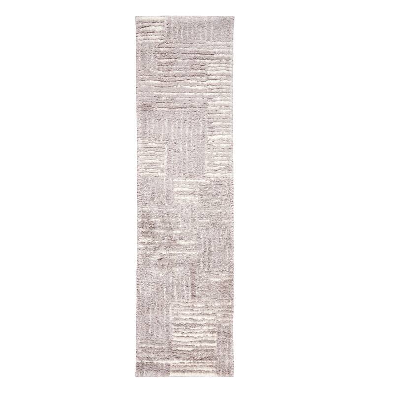 Terra by Obeetee Oslo Grid Rug - Cream/Onyx - 2' x 7'3"