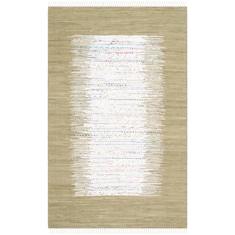 SAFAVIEH Handmade Flatweave Montauk Sidney Cotton Rug - 5' x 8' - Ivory/Olive