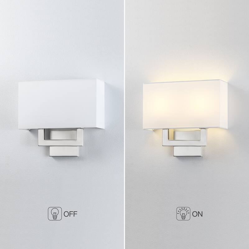 Wall Sconce Light With White Fabric Shade