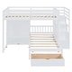 preview thumbnail 9 of 23, Full Over Twin Bunk Bed Children's Storage Bed Frame with Wardrobe, L Shaped Wood Stairway Bunk Bed Frame with Drawers