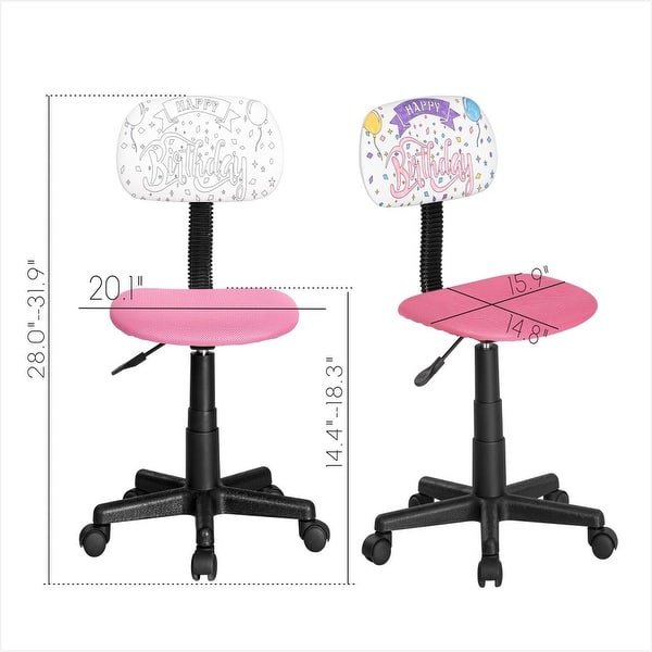dimension image slide 2 of 3, Kids Rolling Drawing Desk & Chair Set Colorful Rotating Upholstered Student Office Computer Chair for Children