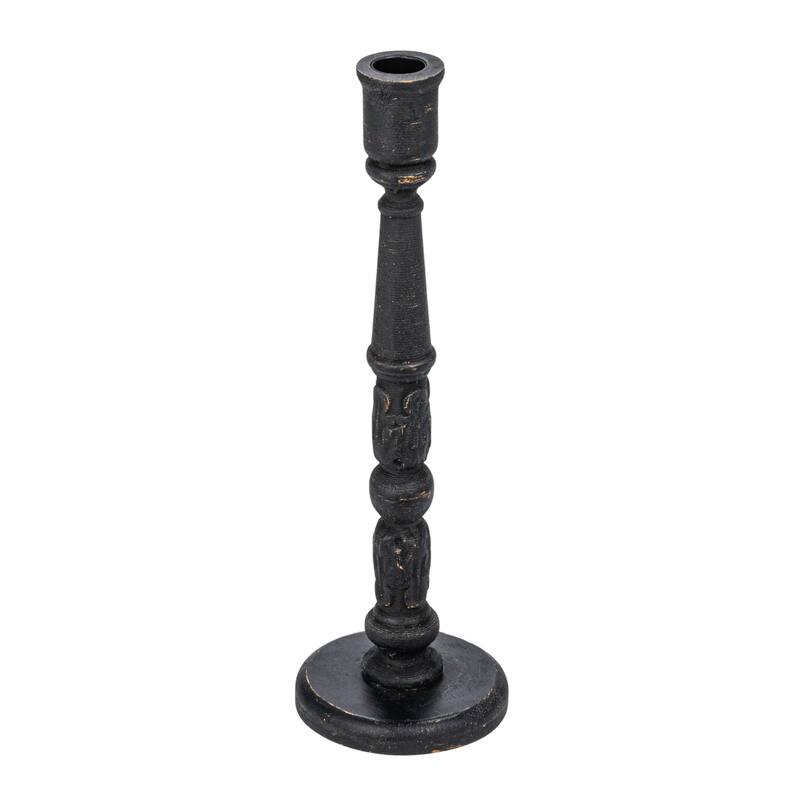 Wood Taper Candle Holders, Set of 3 - 3.9"L x 3.9"W x 12.4"H