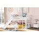 preview thumbnail 12 of 10, White Twin over Twin Size Solid Wood Bunk Bed with Ladder, Slide and Fence for Kids, Bedroom