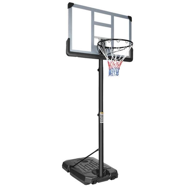 slide 2 of 7, Portable Basketball Hoop Backboard System Stand Height Adjustable 6.6ft - 10ft with 42 Inch Backboard and Wheels Black