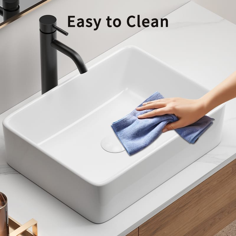 Modern Rectangular Countertop Ceramic Bathroom Sink