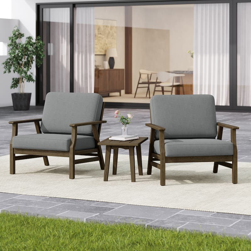 2 Set Outdoor Club Chairs with Cushions Acacia Wood Patio Chairs